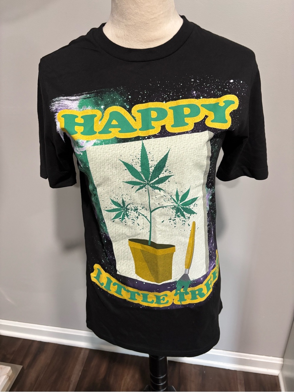 Happy Little Tree Black Graphic Tee
